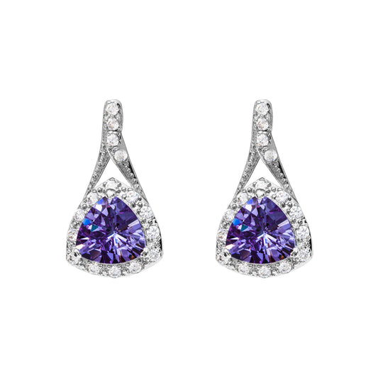 Sterling Silver & Lavender Cubic Zirconia Teardrop Earrings