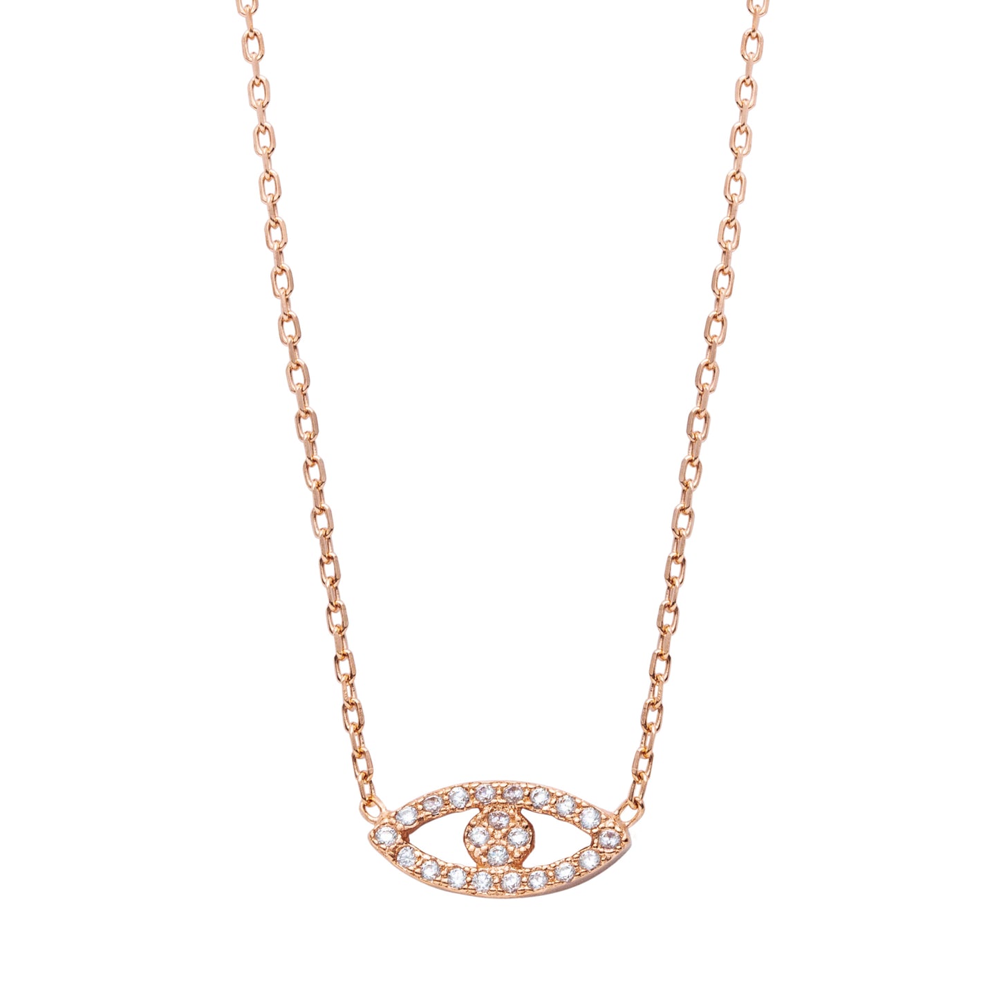 Rose Gold-Plated Sterling Silver & Cubic Zirconia Eye Necklace