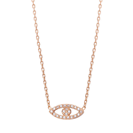 Rose Gold-Plated Sterling Silver & Cubic Zirconia Eye Necklace