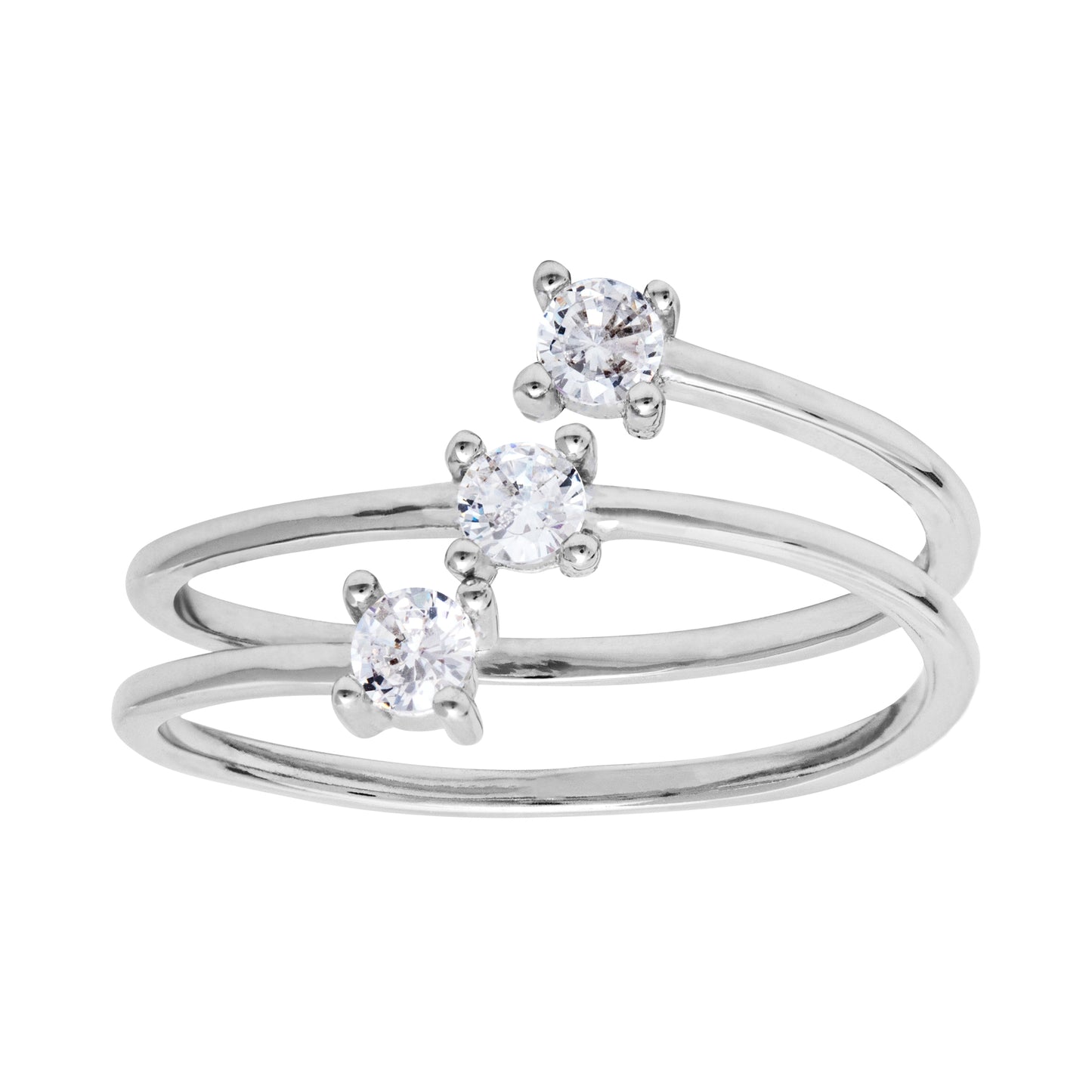 Cubic Zirconia & Sterling Silver Coil Ring