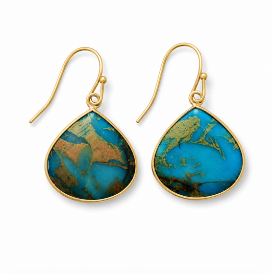 Teardrop Turquoise Jasper Gemstone Drop Earrings