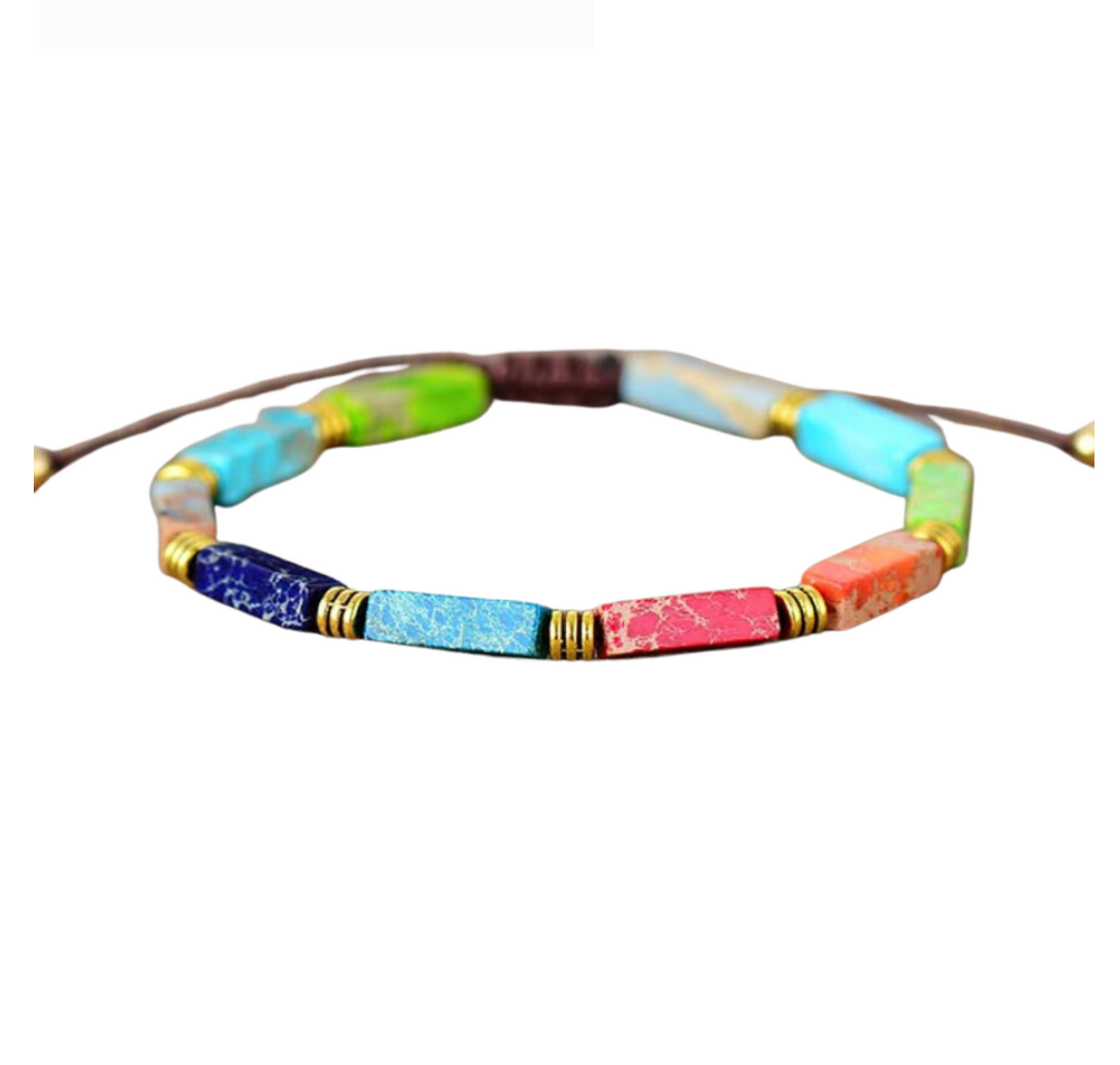 Handmade Adjustable Multi Colored Thin Howlite Gemstone Bracelet