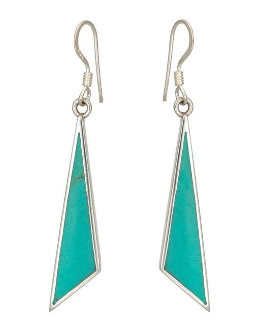 Sterling Silver & Turquoise Triangular Drop Earrings