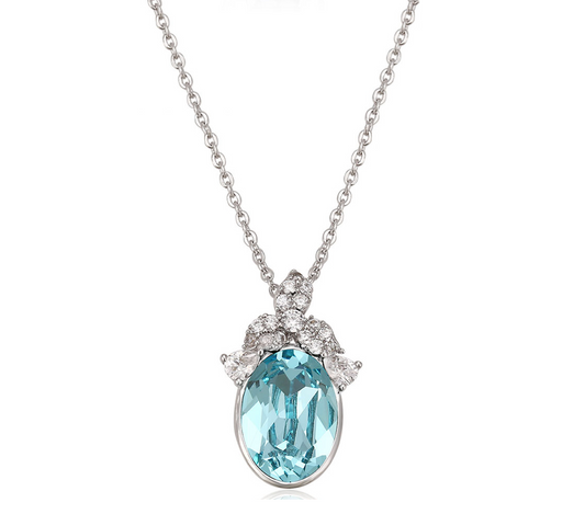 Orante Crystal Oval Pendant Necklace