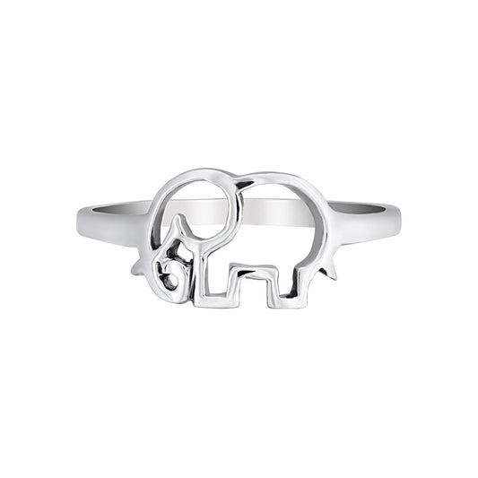 Sterling Silver Openwork Elephant Ring