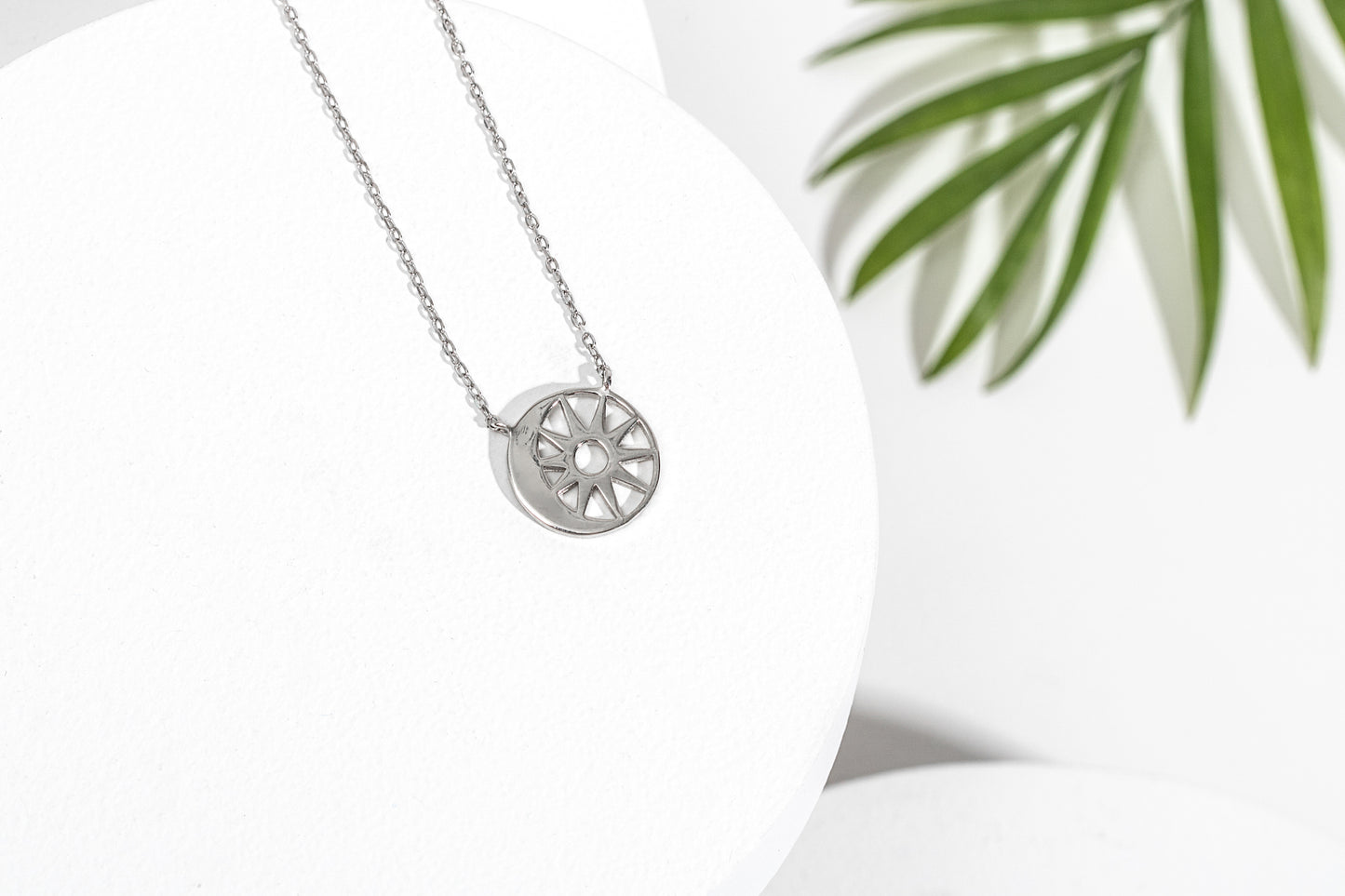 Sterling Silver Moon And Sun Pendant Necklace