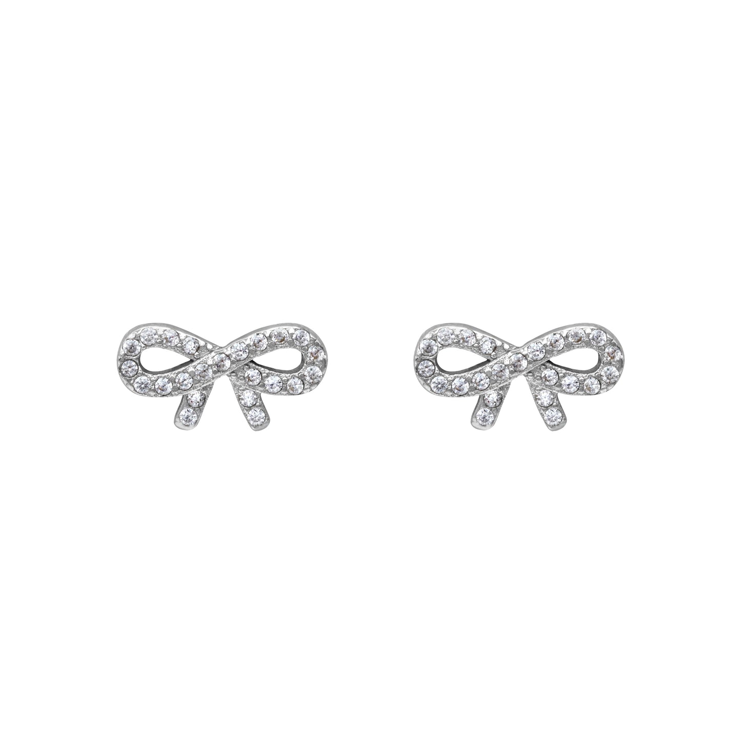 Sterling Silver & Cubic Zirconia Bow Stud Earrings