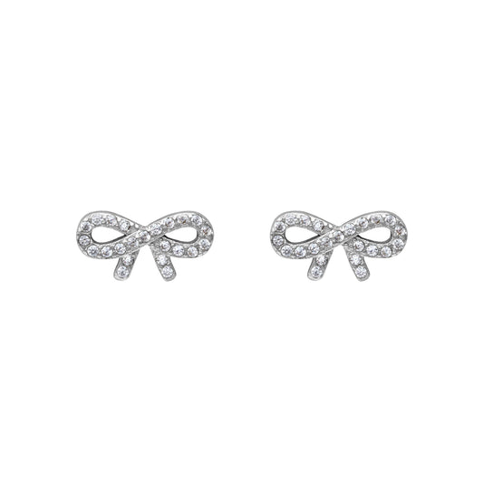 Sterling Silver & Cubic Zirconia Bow Stud Earrings