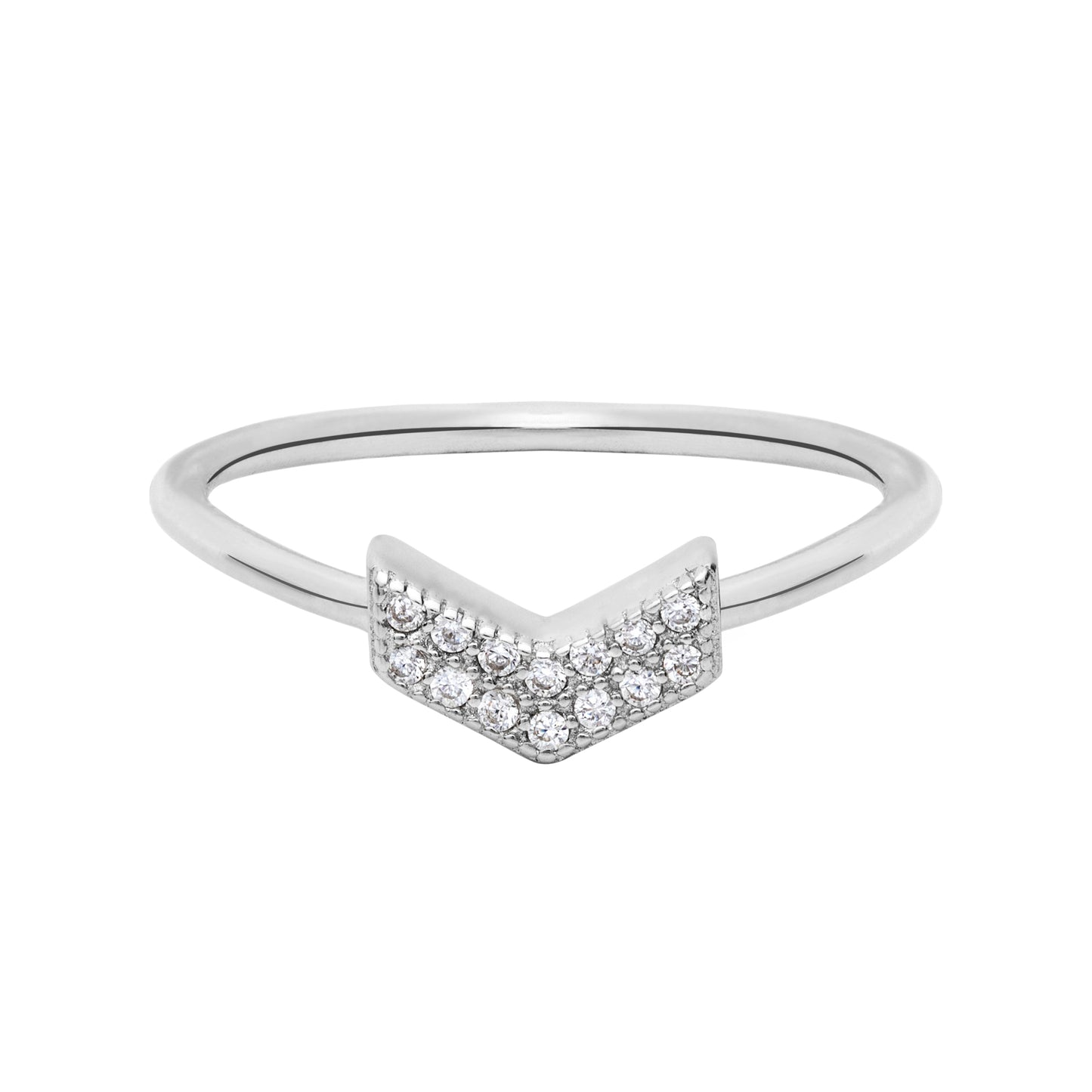 Cubic Zirconia & Sterling Silver Chevron Ring