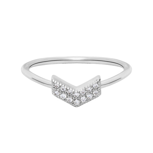 Cubic Zirconia & Sterling Silver Chevron Ring