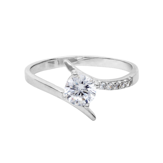 Cubic Zirconia & Sterling Silver Pavé Bypass Ring