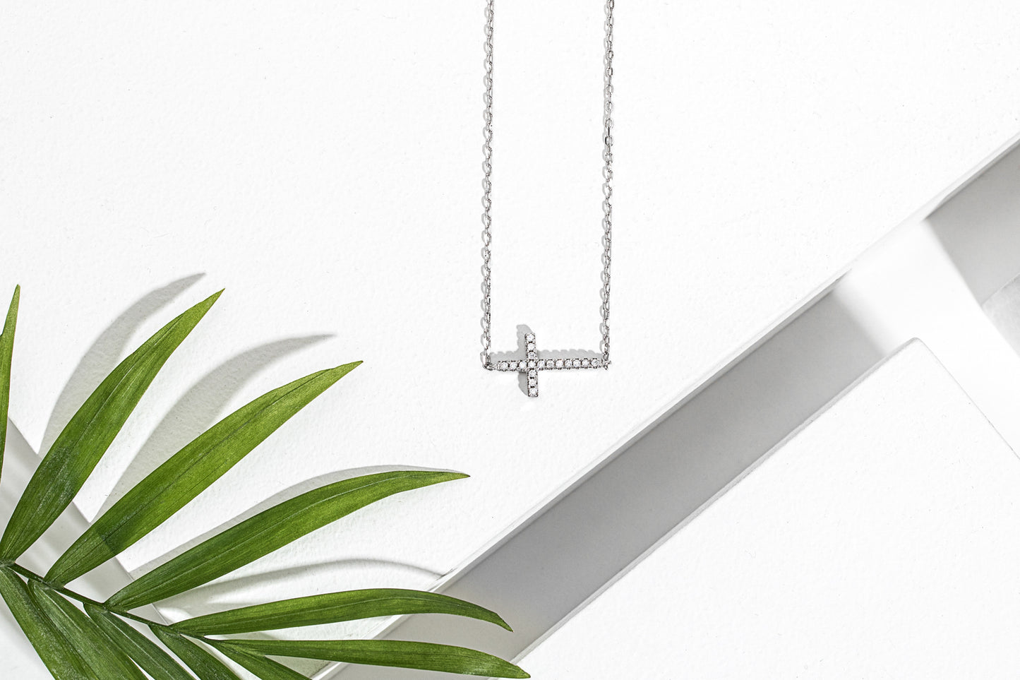 Cubic Zirconia & Sterling Silver Pave Cross Pendant Necklace