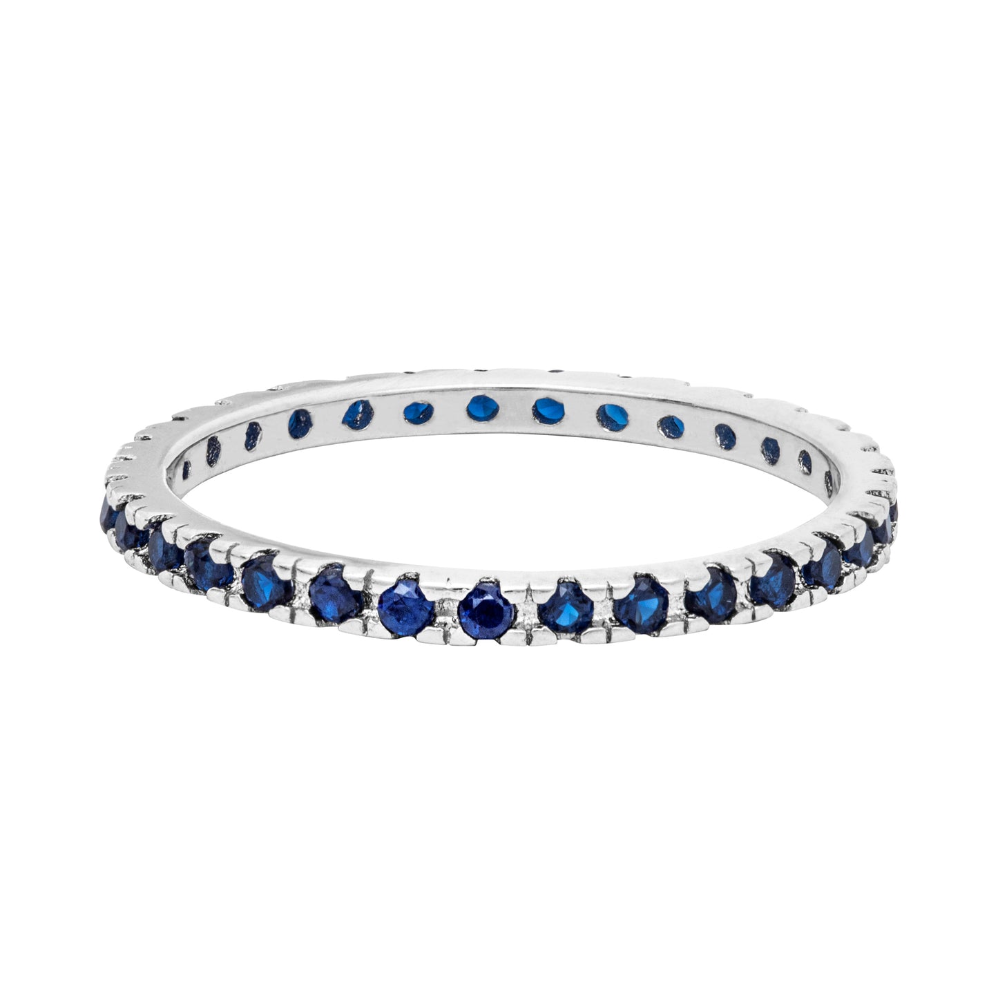 Blue Cubic Zirconia & Sterling Silver Band Ring