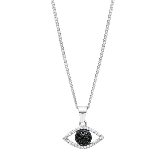 Black Clear Cubic Zirconia Evil Eye Necklace