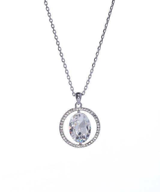 Silvertone Pendant Necklace with Swarovski Crystal