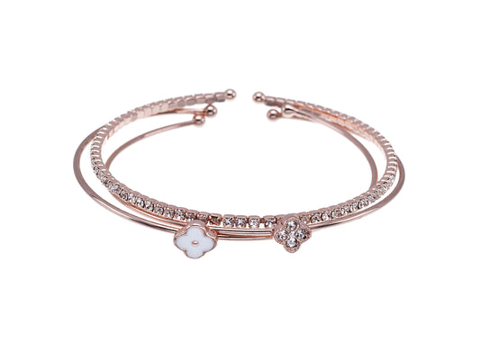 Rose Goldtone Flower Crystal Bracelet Set