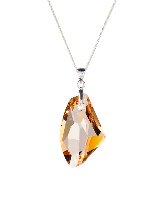 Silvertone Multi-faceted Swarovski Crystal Nugget Pendant Necklace