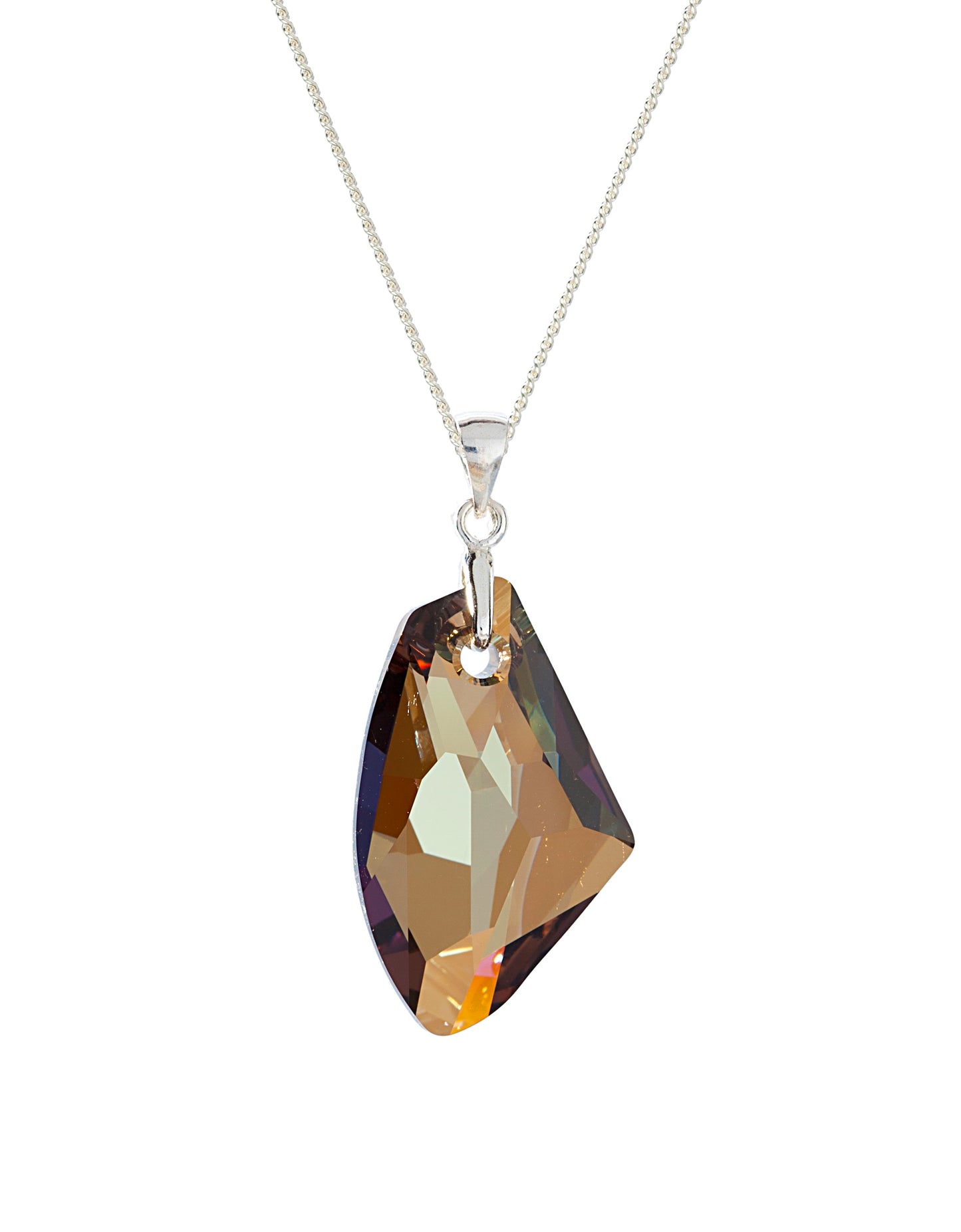 Silvertone Multi-faceted Swarovski Crystal Nugget Pendant Necklace