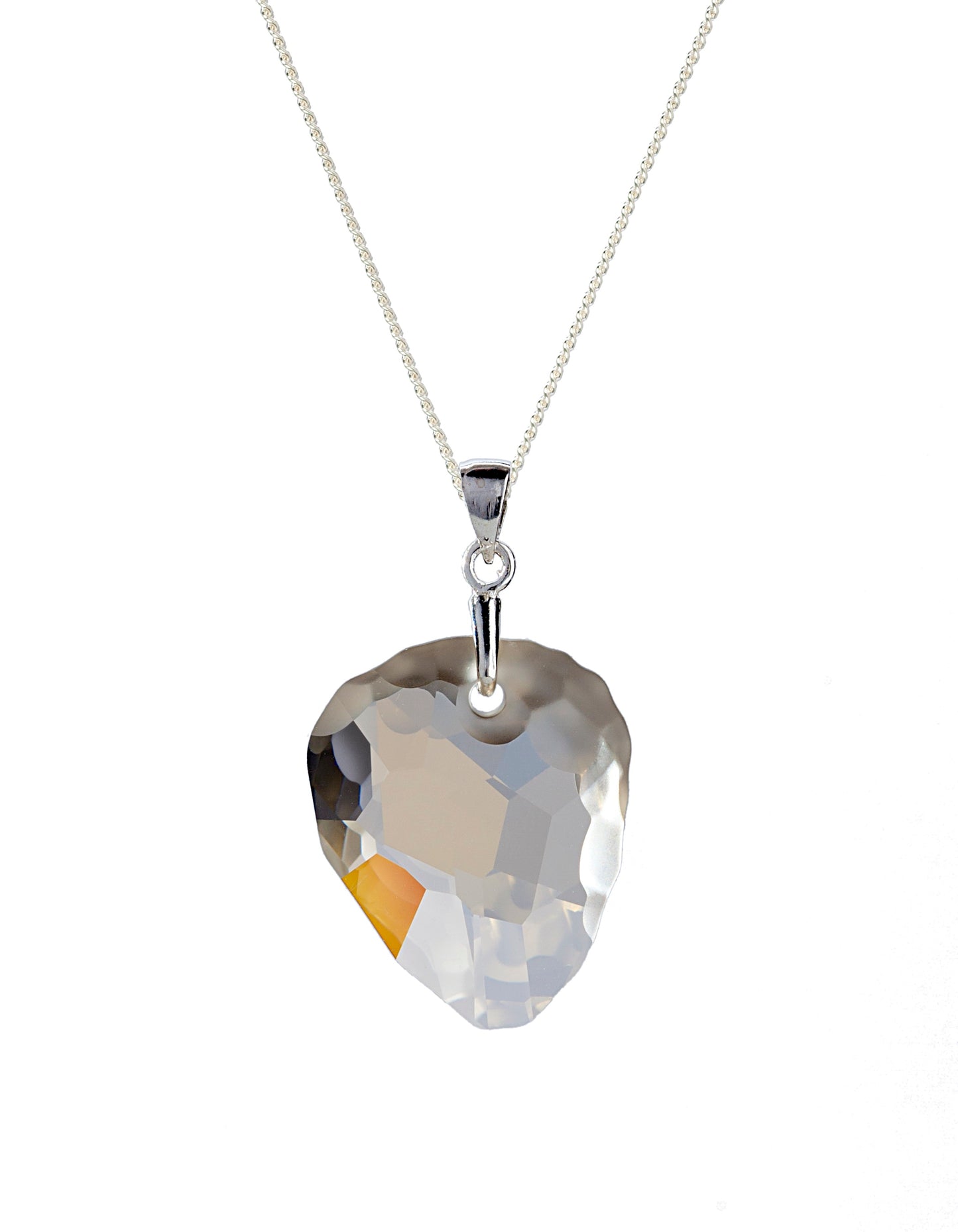 Silvertone Multi-faceted Swarovski Crystal Pendant Necklace