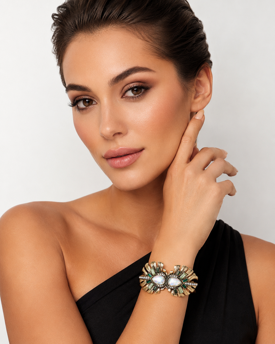 Don’t AsK – Sculptural Opal & Emerald-Inspired Statement Cuff