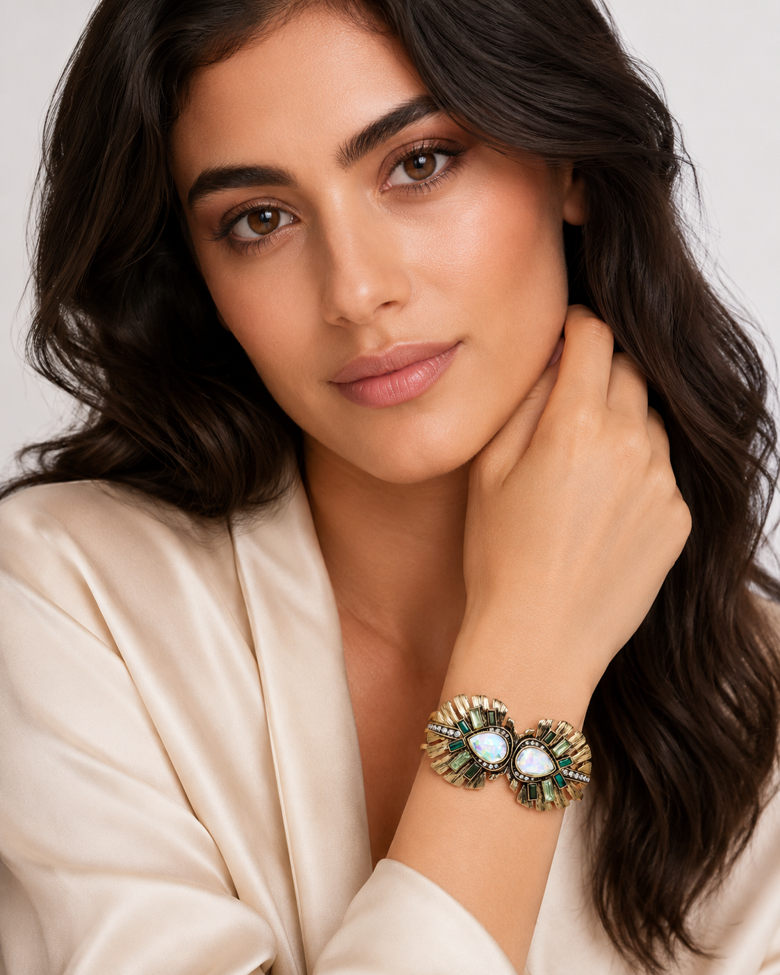 Don’t AsK – Sculptural Opal & Emerald-Inspired Statement Cuff