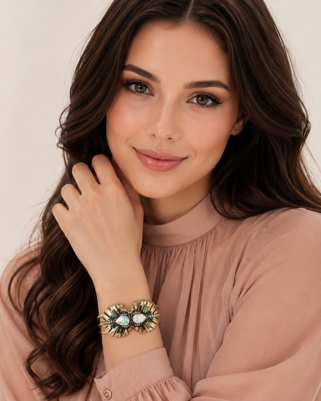 Don’t AsK – Sculptural Opal & Emerald-Inspired Statement Cuff