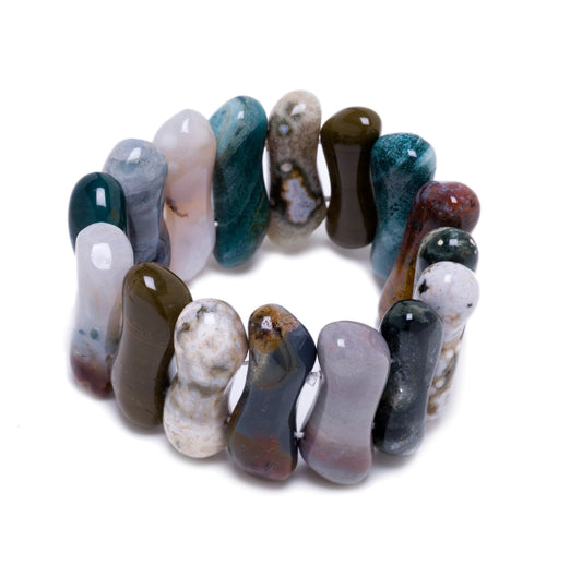 Peanut Style Gemstone Stretch Bracelet