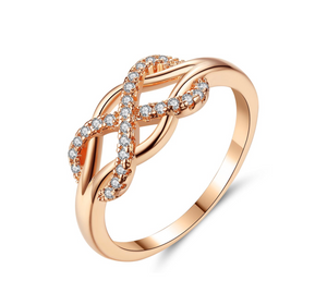 Rose Goldtone Clear Cubic Zirconia Infinity Ring