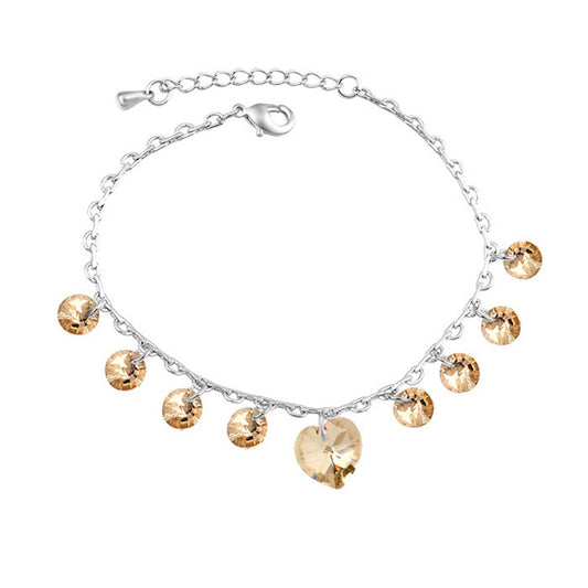 Golden Shadow Swarovski Crystal Heart Anklet