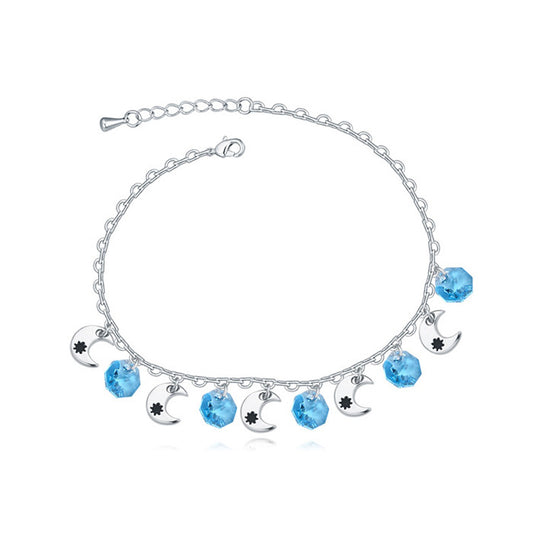 Crystal Moon Charm Anklet