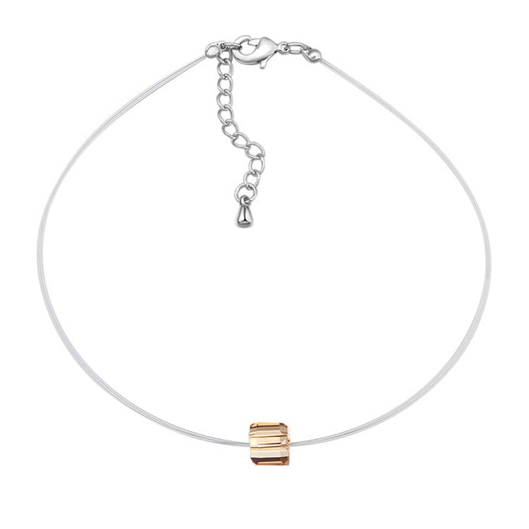 Minimalist anklet with a Golden Shadow Swarovski cube crystal and adjustable chain