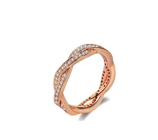 Rose Goldtone Cubic Zirconia Braided Ring