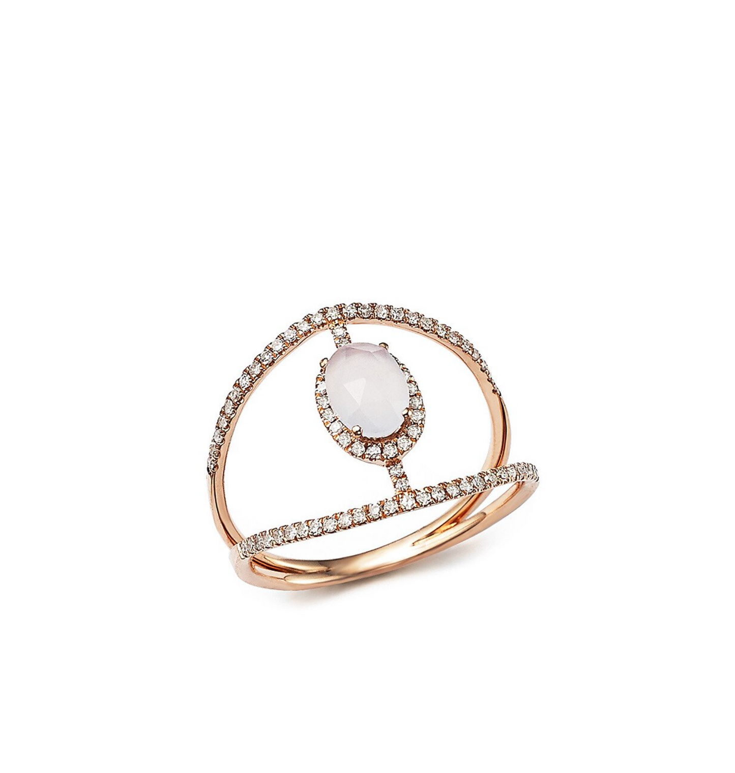 Rose Goldtone White Opal Cubic Zirconia Ring