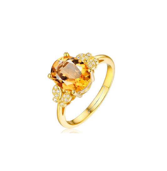 Cubic Zirconia & Goldtone Topaz Yellow Statement Ring