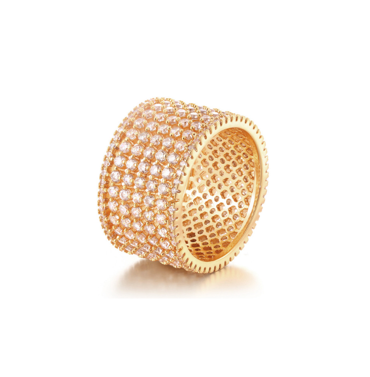 Goldtone Clear Cubic Zirconia Pave Statement Ring