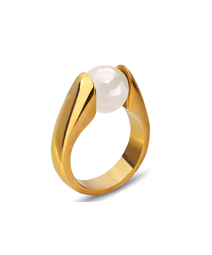 Goldtone & Imitation Pearl Ring