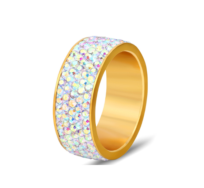 Goldtone Iridescent Cubic Zirconia Pave Ring