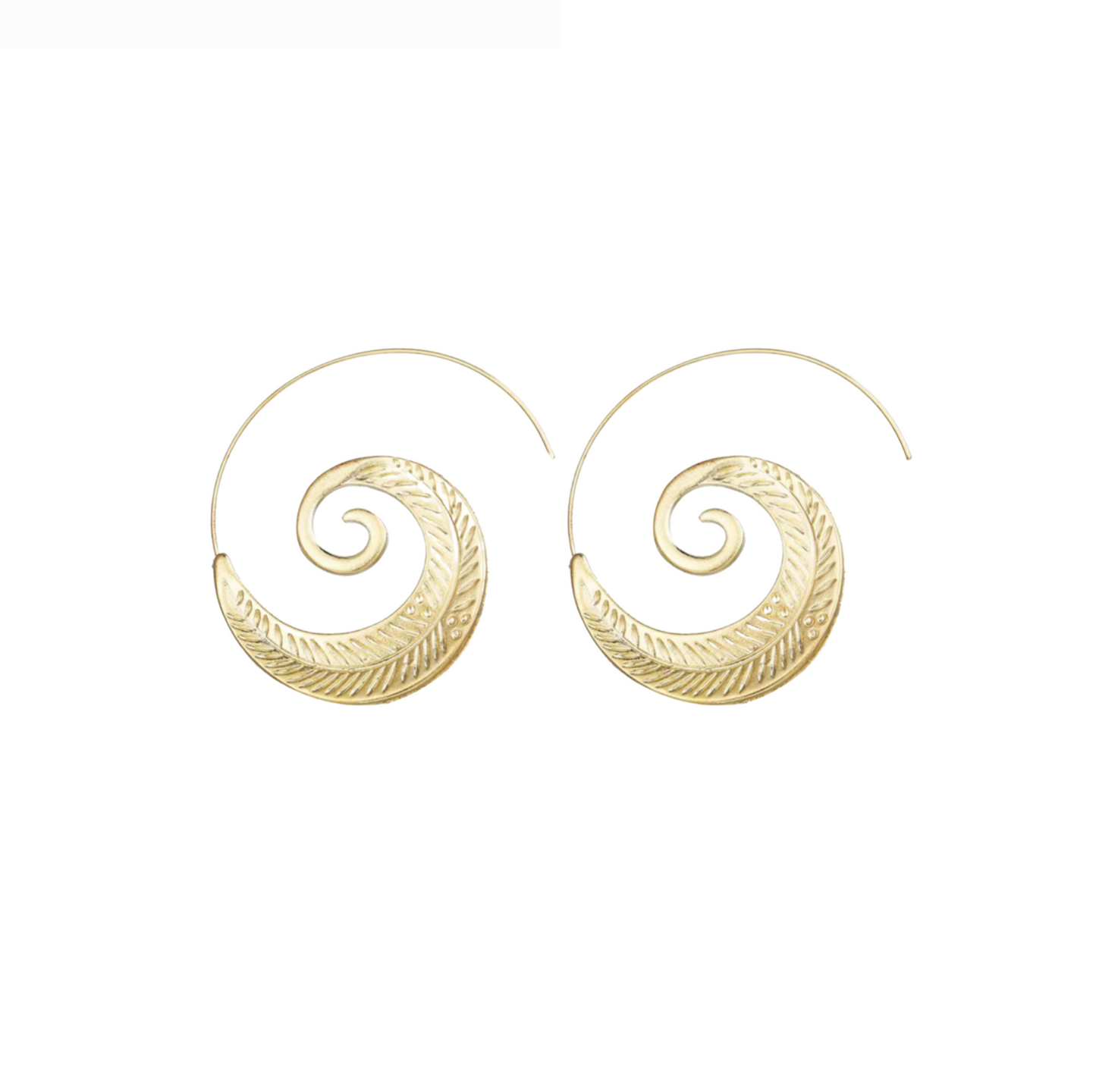 Goldtone Swirled Leaf Threader Earrings