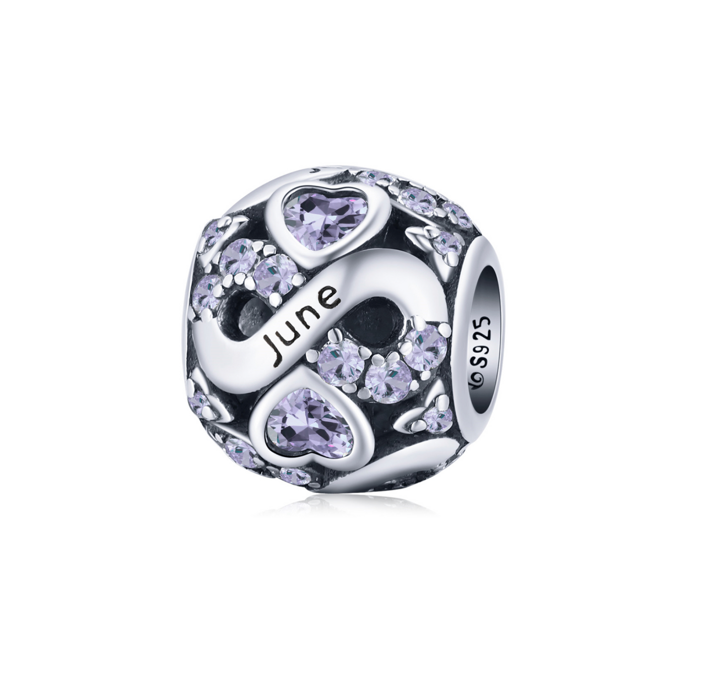 Sterling Silver & CZ Birthstone Hearts Charm