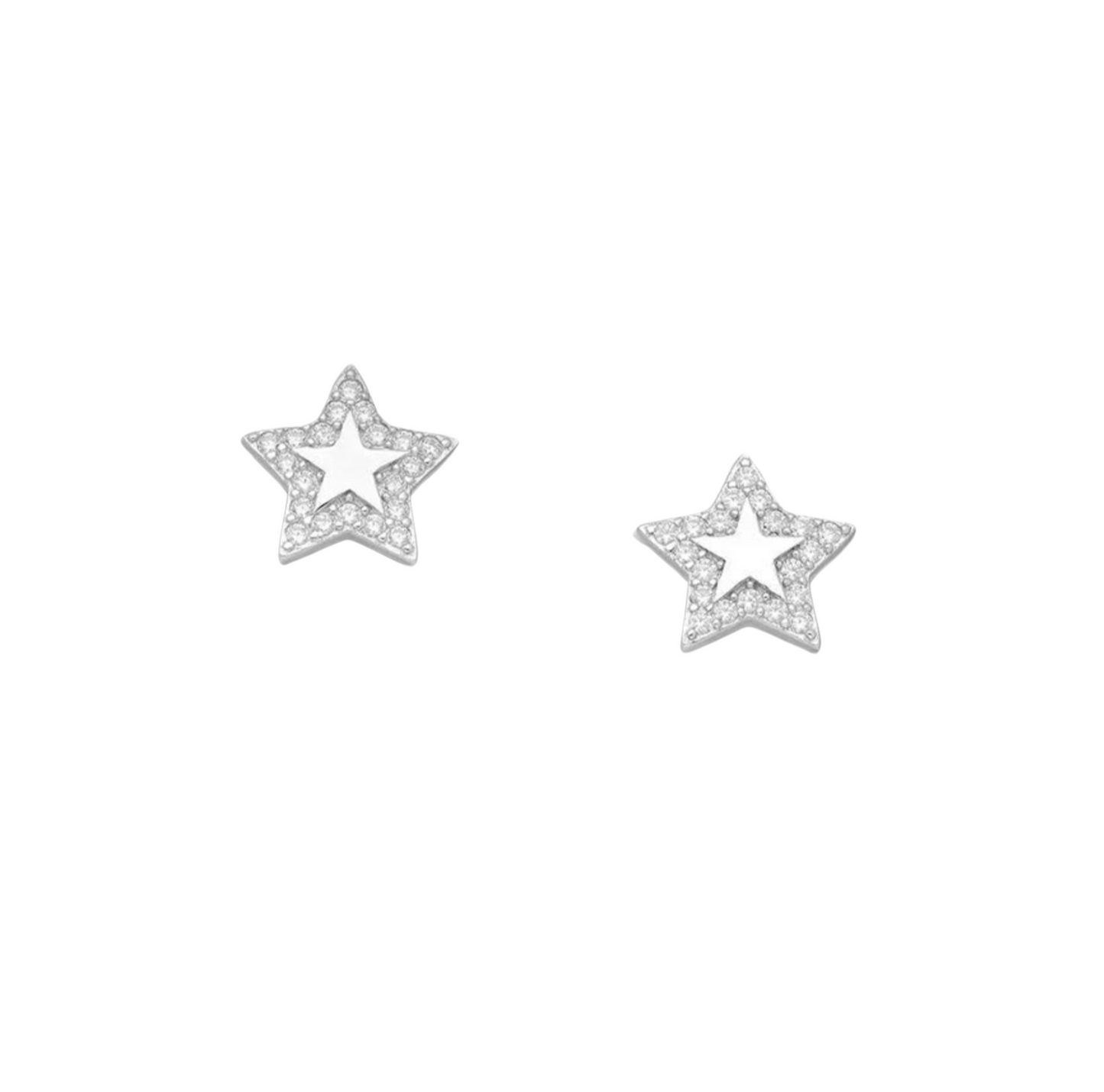 Holiday Gift Box With Moon Star Swarovski Crystal Stud Earrings