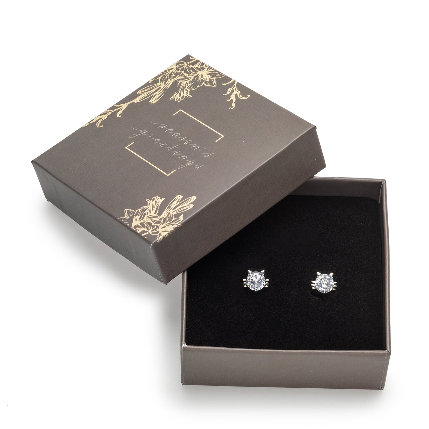 Holiday Gift Box With Moon Star Swarovski Crystal Stud Earrings