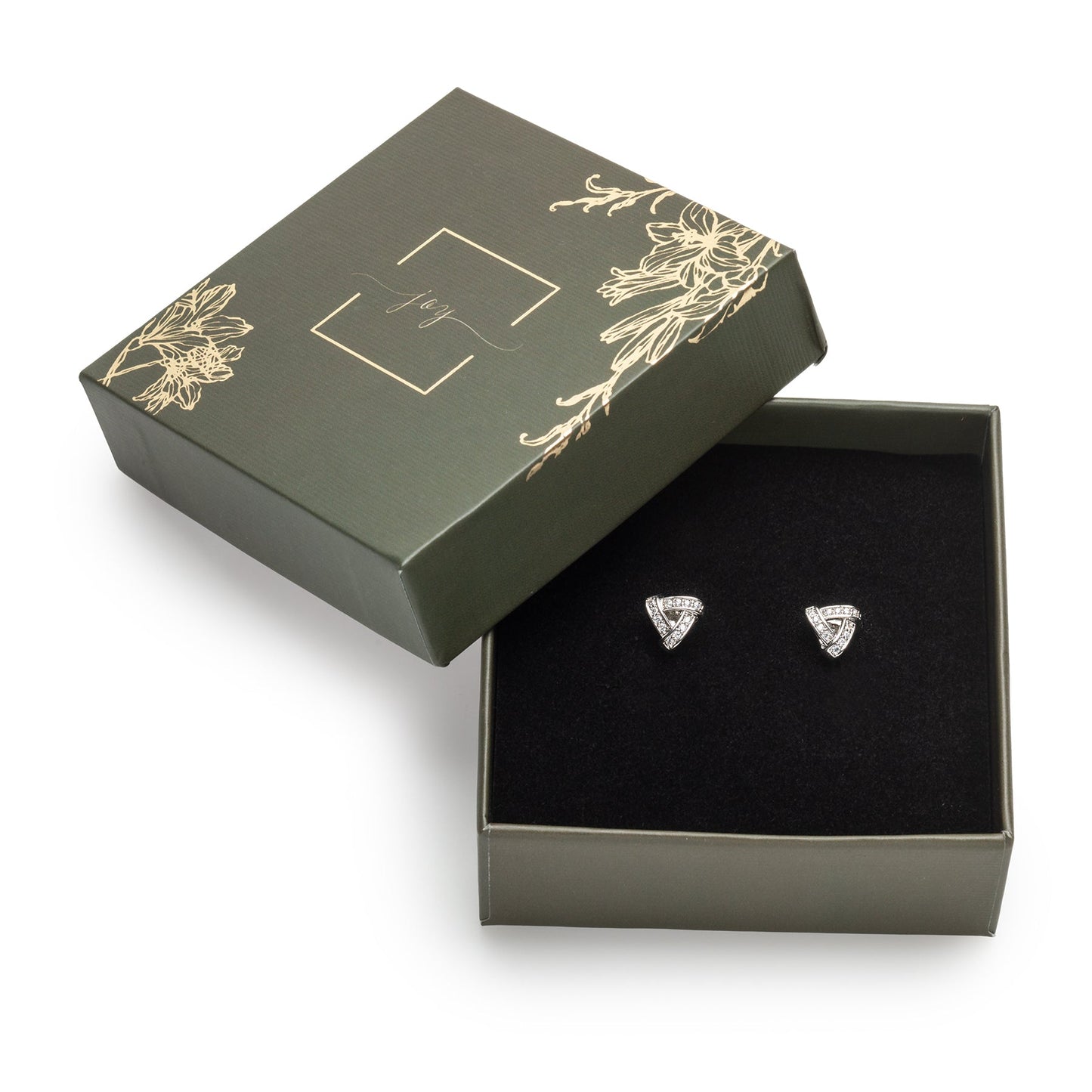 Holiday Gift Box With Moon Star Swarovski Crystal Stud Earrings