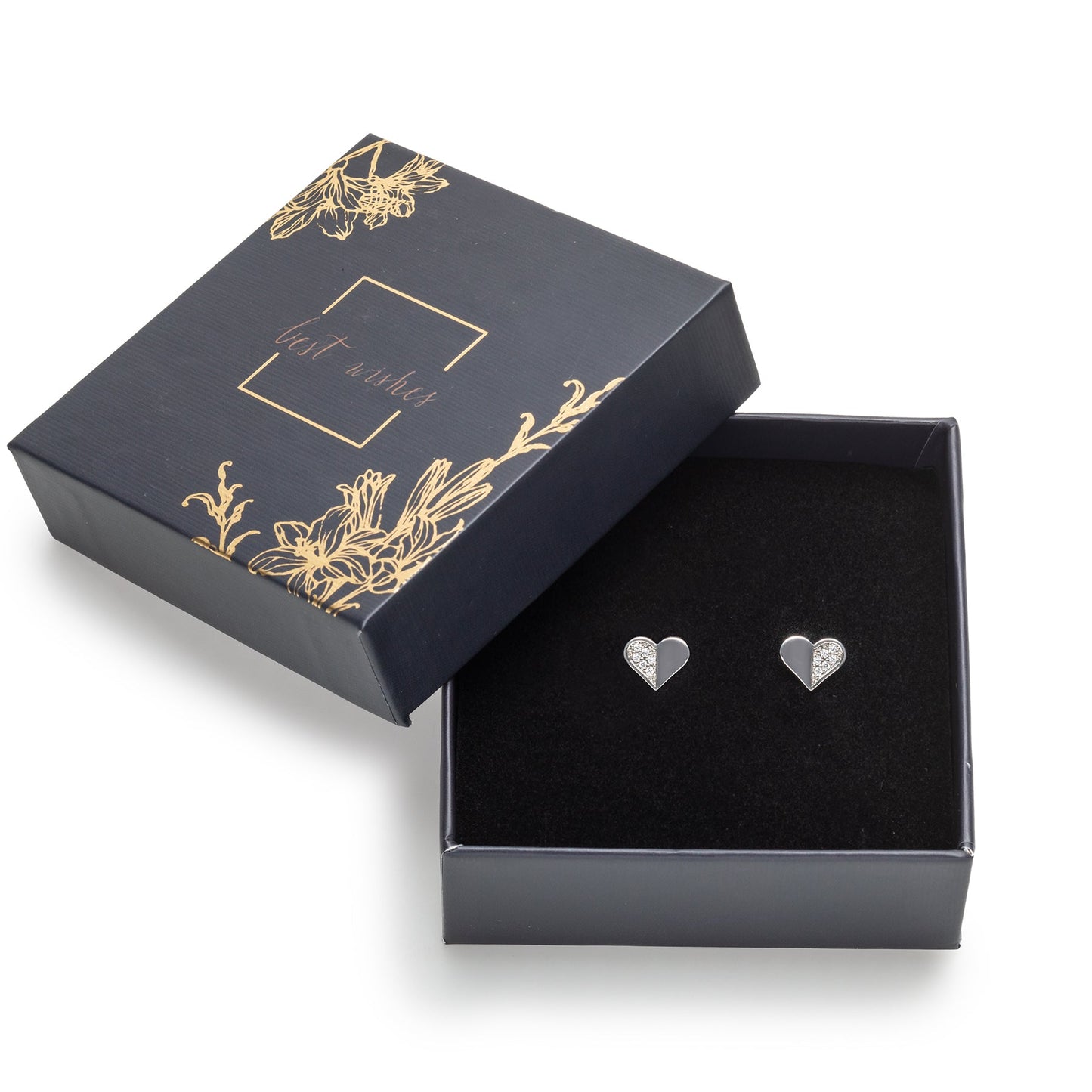 Holiday Gift Box With Moon Star Swarovski Crystal Stud Earrings