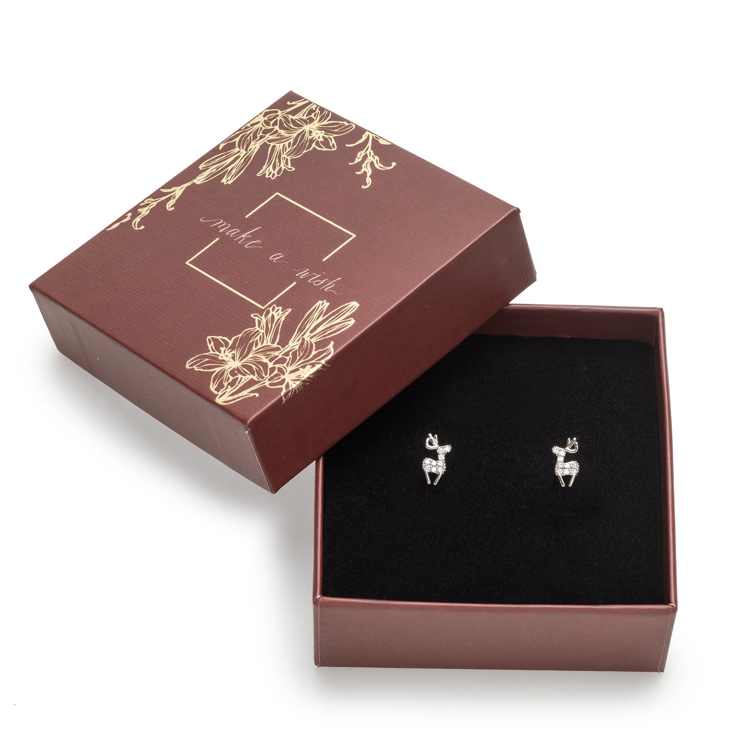 Holiday Gift Box With Moon Star Swarovski Crystal Stud Earrings