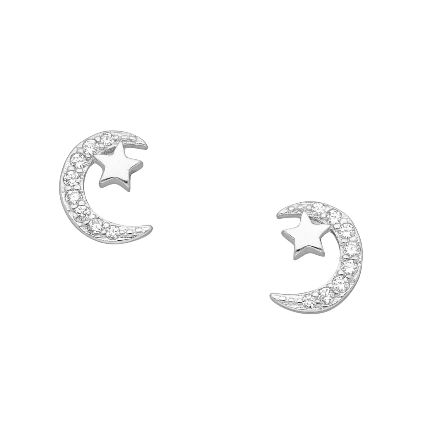 Holiday Gift Box With Moon Star Swarovski Crystal Stud Earrings