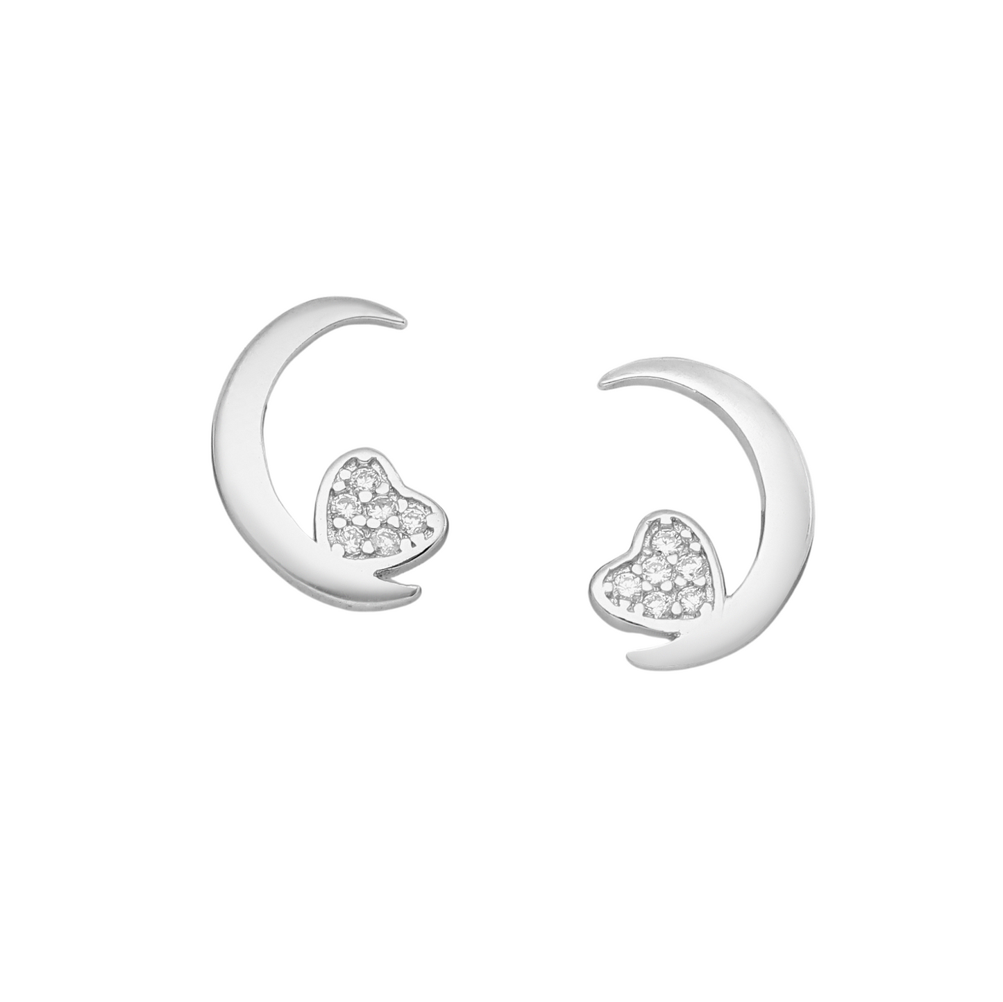 Holiday Gift Box With Moon Star Swarovski Crystal Stud Earrings