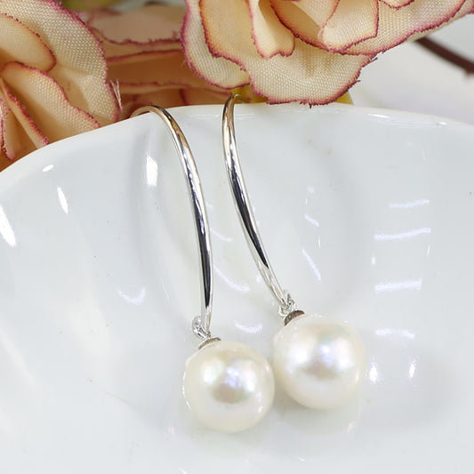 White Freshwater Pearl Threader Earrings