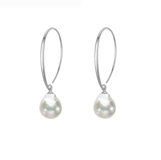 Elegant Sterling Silver Baroque Pearl Drop Earrings