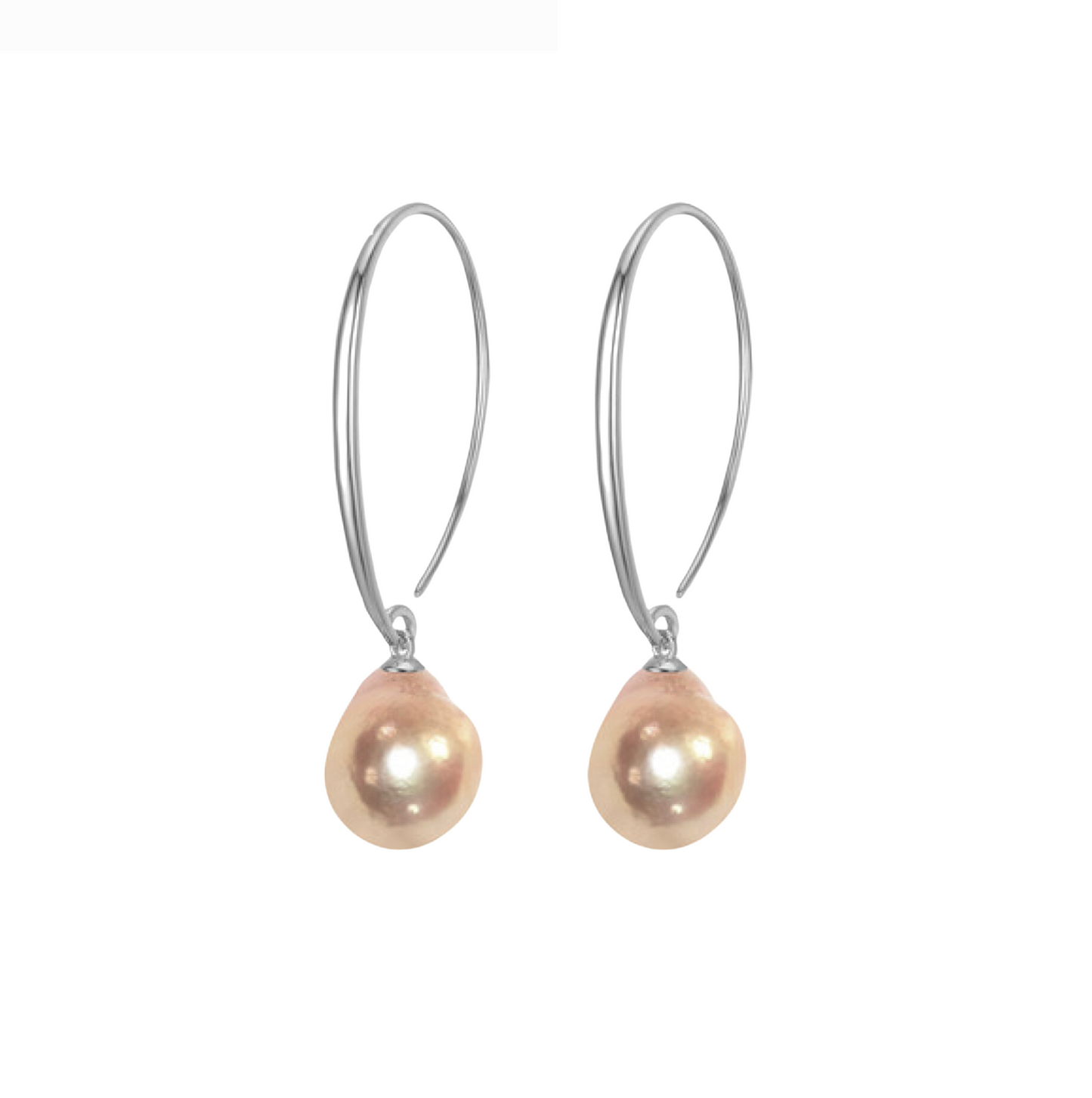 Peach Freshwater Pearl Threader Earrings