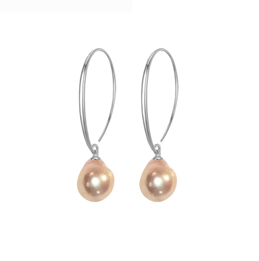 Peach Freshwater Pearl Threader Earrings